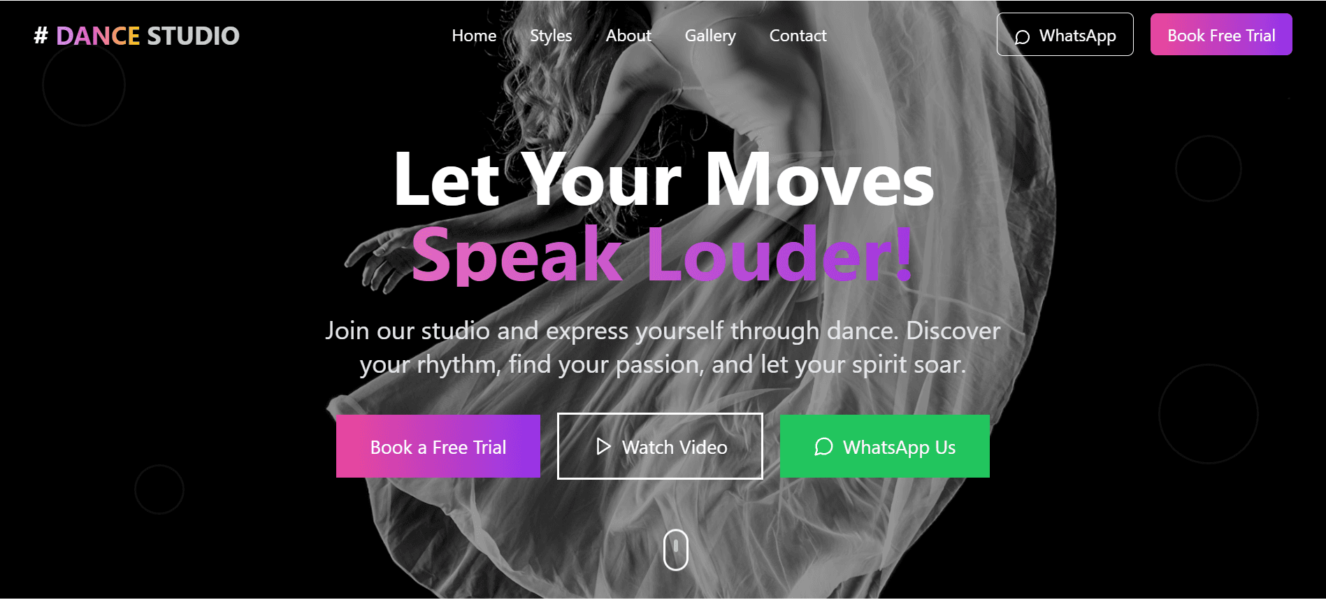 Dance Studio Website - Professional dance academy website with class booking system