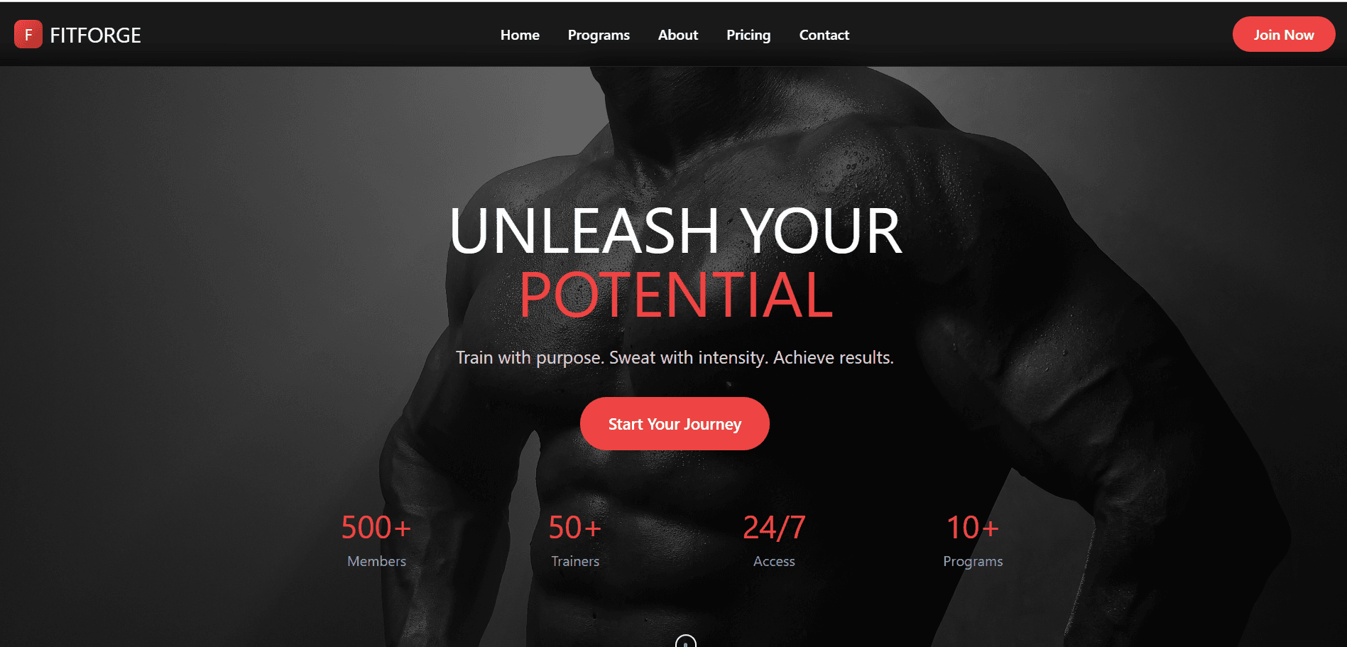 Modern Gym Website - Responsive fitness center website with booking features